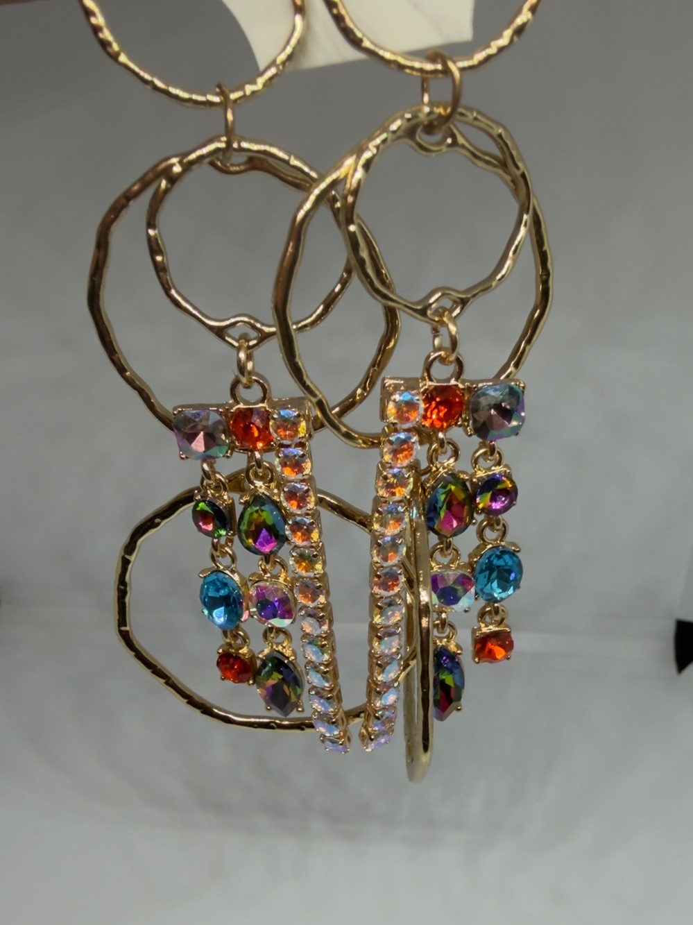 Gold-Tone Multicolor Crystal Drop Earrings - Women Jewelry